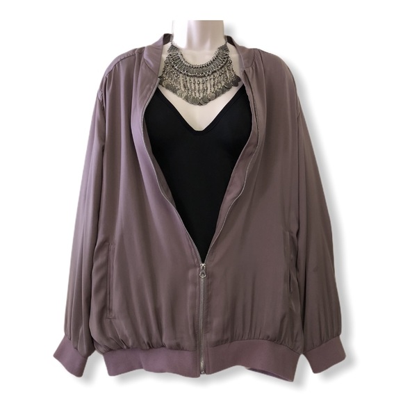 New Look Jackets & Blazers - NEW LOOK CURVES PASTEL DARK PINK BOMBER JACKET